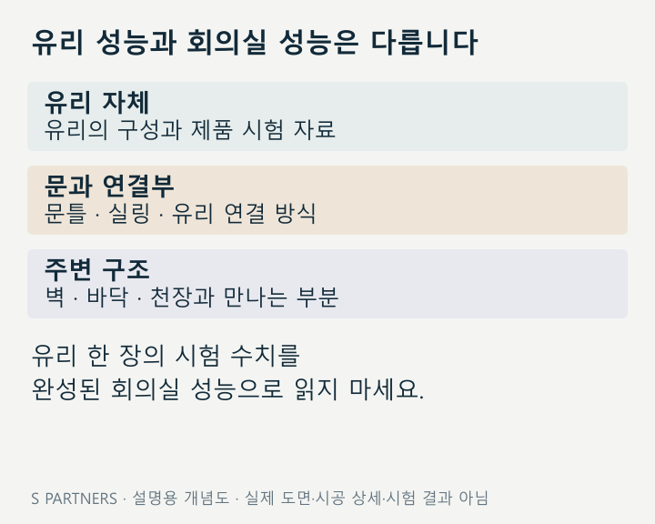 유리 성능과 회의실 성능은 다릅니다