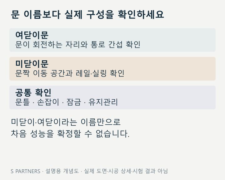 문 이름보다 실제 구성을 확인하세요