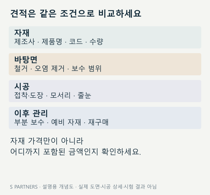 견적은 같은 조건으로 비교하세요